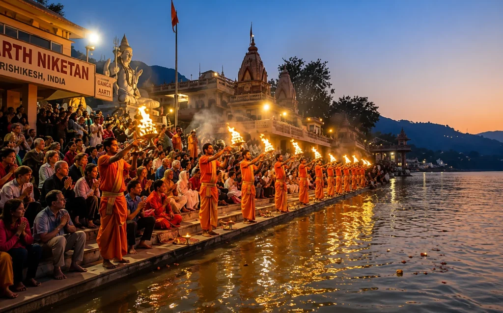 Evening Ganga aarti crowds at Haridwar, part of short spiritual Uttarakhand tour packages
