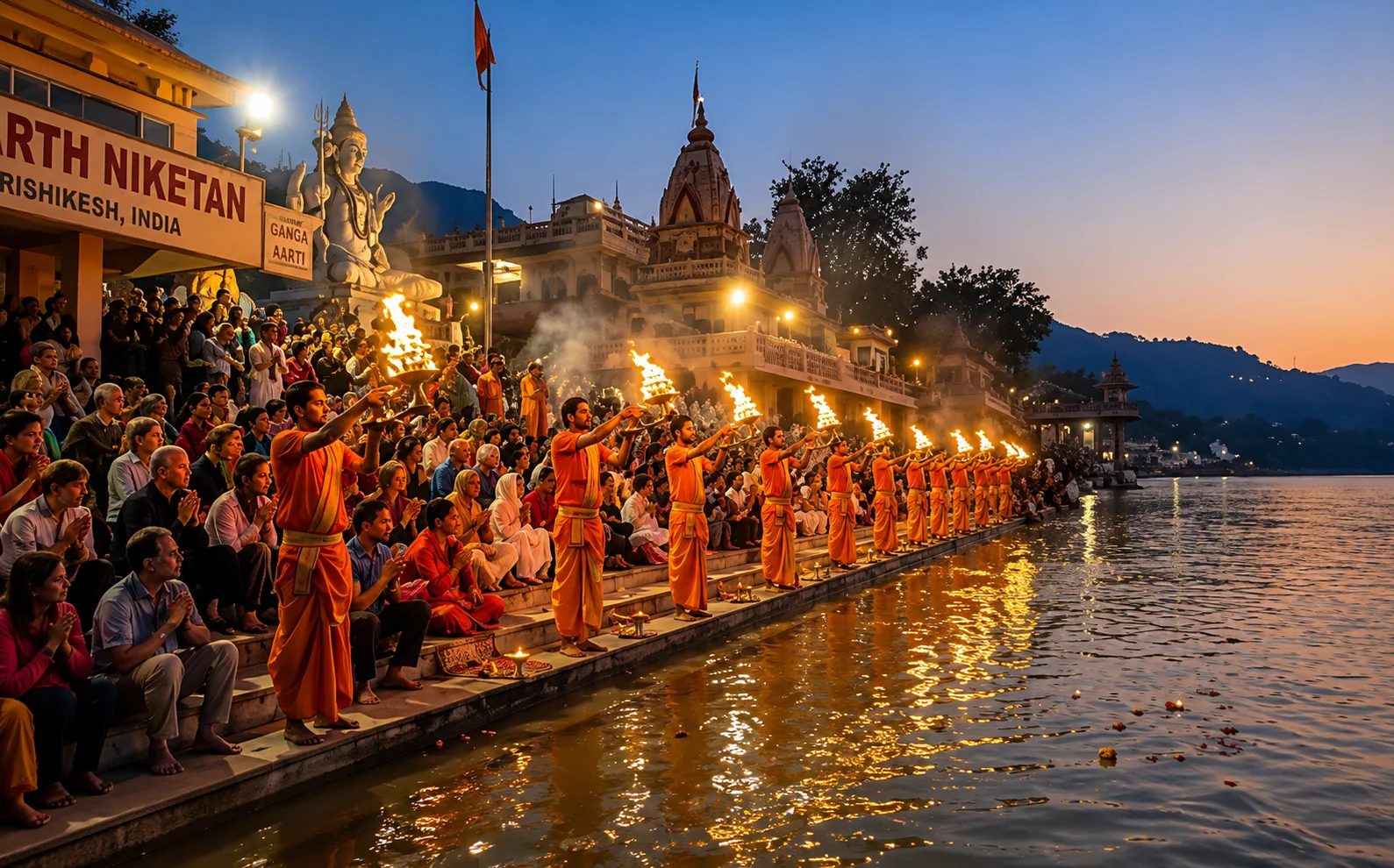 Evening Ganga aarti crowds at Haridwar, part of short spiritual Uttarakhand tour packages