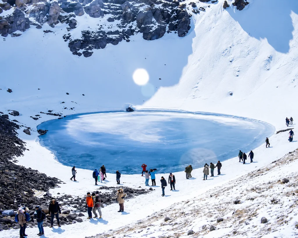 Frozen Roopkund lake high in the Himalaya, the toughest of adventure tour packages in Uttarakhand
